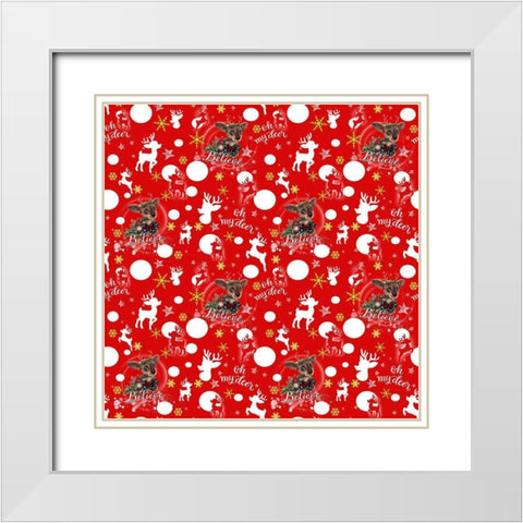 Rudolph Pattern - Oh My Deer White Modern Wood Framed Art Print with Double Matting by Sheena Pike Art