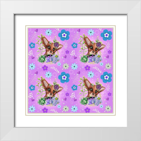 Garden Fox - Pattern White Modern Wood Framed Art Print with Double Matting by Sheena Pike Art