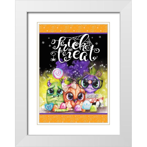Lil Monsters - Halloween - Flag Design White Modern Wood Framed Art Print with Double Matting by Sheena Pike Art