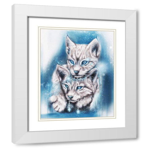 Blue Winter Lynx White Modern Wood Framed Art Print with Double Matting by Sheena Pike Art