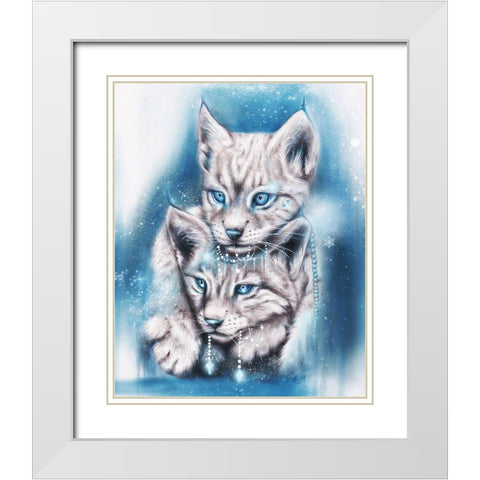 Blue Winter Lynx White Modern Wood Framed Art Print with Double Matting by Sheena Pike Art