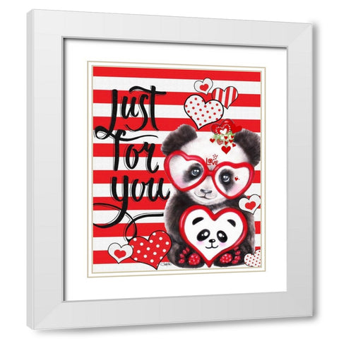 Panda Valentine White Modern Wood Framed Art Print with Double Matting by Sheena Pike Art