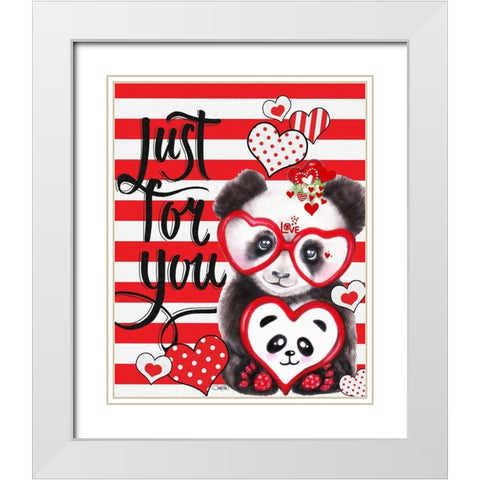 Panda Valentine White Modern Wood Framed Art Print with Double Matting by Sheena Pike Art