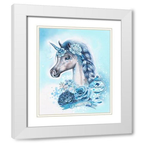 Dreamer Unicorn White Modern Wood Framed Art Print with Double Matting by Sheena Pike Art