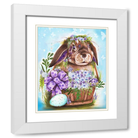 Spring Bunny White Modern Wood Framed Art Print with Double Matting by Sheena Pike Art