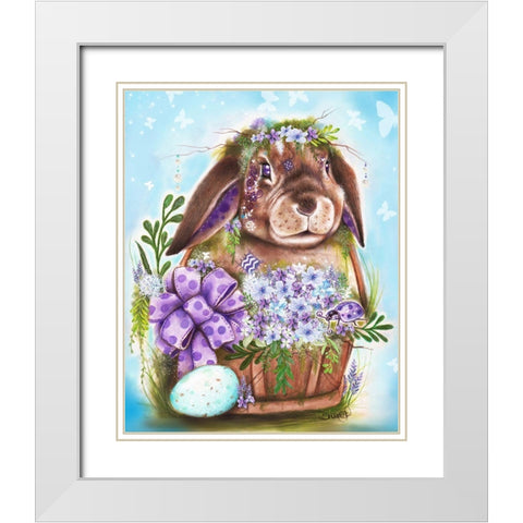 Spring Bunny White Modern Wood Framed Art Print with Double Matting by Sheena Pike Art