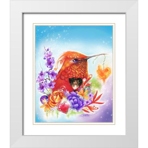 I Burn for You Love Birds White Modern Wood Framed Art Print with Double Matting by Sheena Pike Art