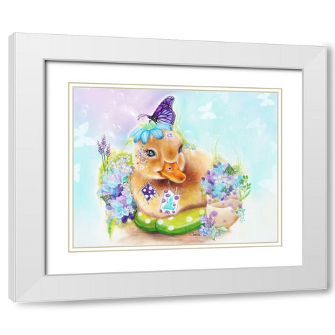 Spring Duckling White Modern Wood Framed Art Print with Double Matting by Sheena Pike Art