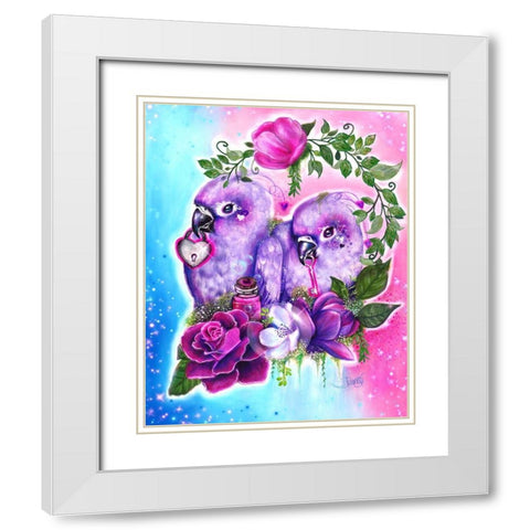 Still Together Love Birds White Modern Wood Framed Art Print with Double Matting by Sheena Pike Art