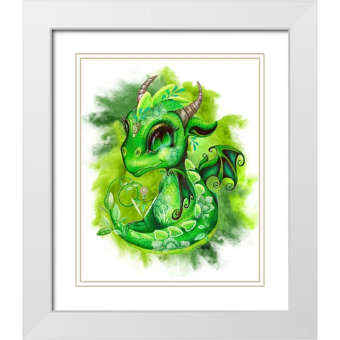 Lil DragonZ Element Series Earth White Modern Wood Framed Art Print with Double Matting by Sheena Pike Art