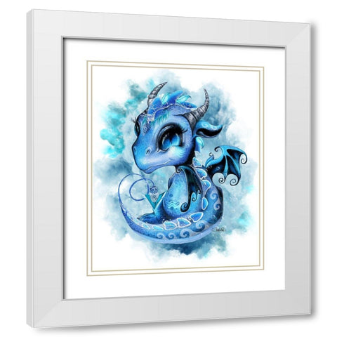 Lil DragonZ Element Series Water White Modern Wood Framed Art Print with Double Matting by Sheena Pike Art