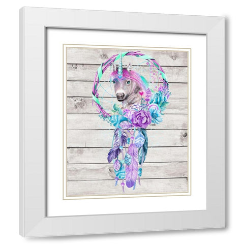 Unicorn Dream Catcher White Modern Wood Framed Art Print with Double Matting by Sheena Pike Art