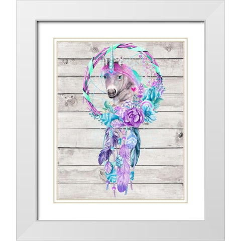 Unicorn Dream Catcher White Modern Wood Framed Art Print with Double Matting by Sheena Pike Art