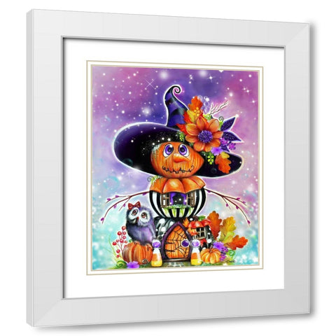 Jack O Man Halloween House White Modern Wood Framed Art Print with Double Matting by Sheena Pike Art