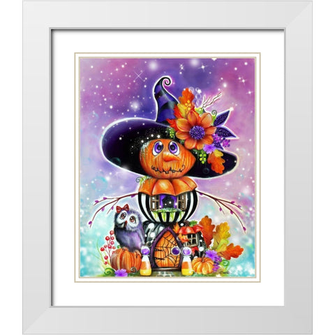 Jack O Man Halloween House White Modern Wood Framed Art Print with Double Matting by Sheena Pike Art