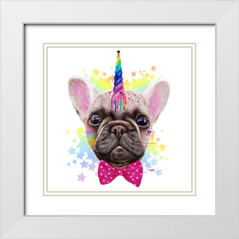 FrenchiCorn White Modern Wood Framed Art Print with Double Matting by Sheena Pike Art