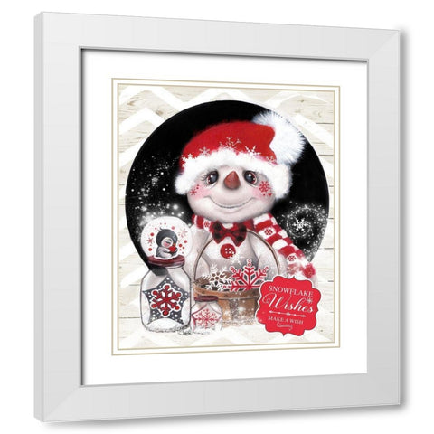 Snowflake Wishes White Modern Wood Framed Art Print with Double Matting by Sheena Pike Art