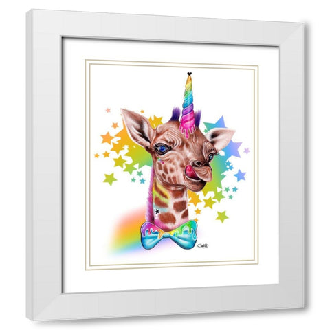 GiraffiCorn White Modern Wood Framed Art Print with Double Matting by Sheena Pike Art