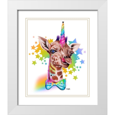 GiraffiCorn White Modern Wood Framed Art Print with Double Matting by Sheena Pike Art