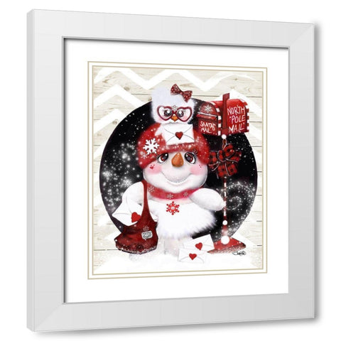 Santa Letter Delivery Snowman White Modern Wood Framed Art Print with Double Matting by Sheena Pike Art