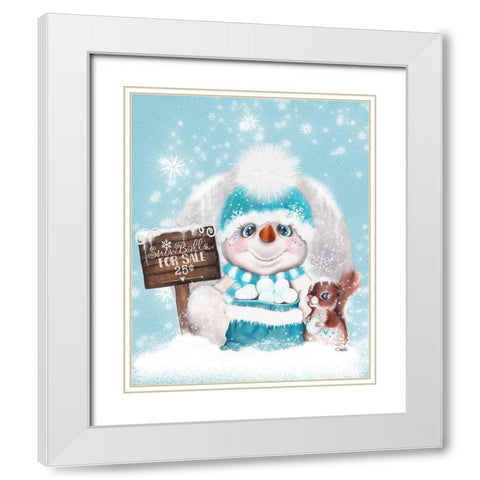 Snowballs for sale Snowman White Modern Wood Framed Art Print with Double Matting by Sheena Pike Art