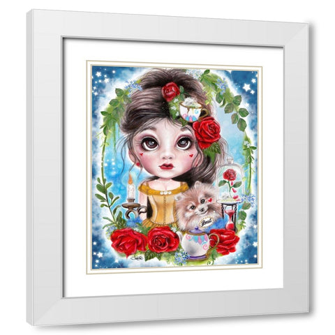 A Beauty and her Beast  White Modern Wood Framed Art Print with Double Matting by Sheena Pike Art