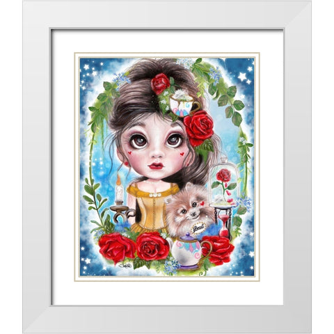 A Beauty and her Beast  White Modern Wood Framed Art Print with Double Matting by Sheena Pike Art