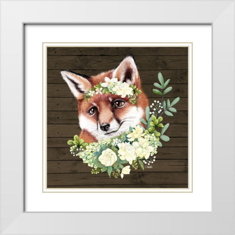 Farmhouse Fox White Modern Wood Framed Art Print with Double Matting by Sheena Pike Art