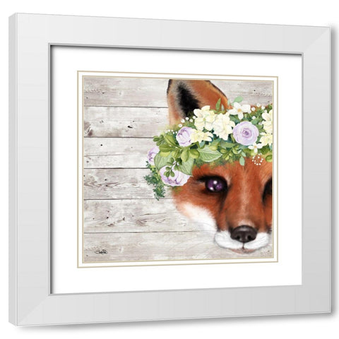 Peek a Boo Sweet Fox White Modern Wood Framed Art Print with Double Matting by Sheena Pike Art