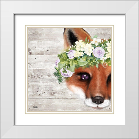 Peek a Boo Sweet Fox White Modern Wood Framed Art Print with Double Matting by Sheena Pike Art