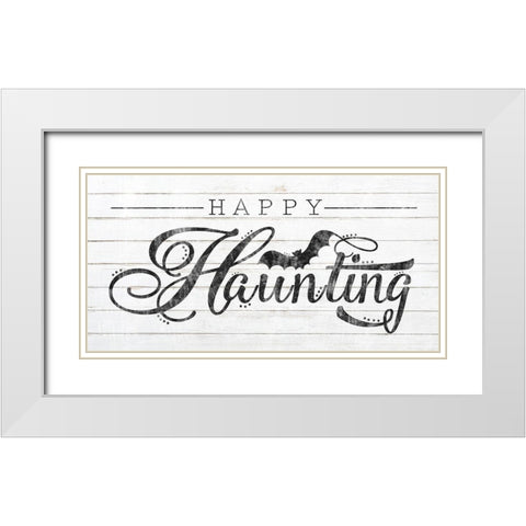 Happy Haunting White Wood White Modern Wood Framed Art Print with Double Matting by Sheena Pike Art