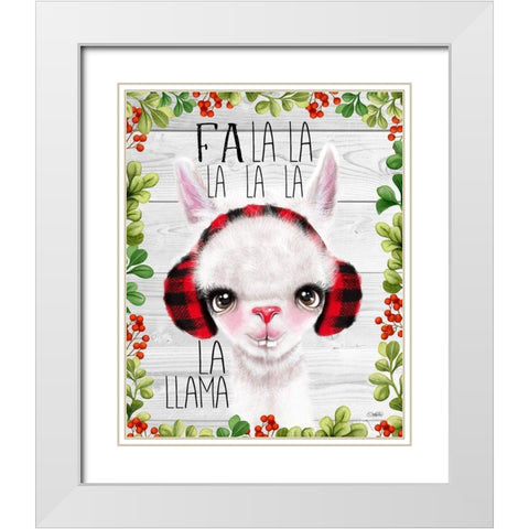 Fa La La Llama White Modern Wood Framed Art Print with Double Matting by Sheena Pike Art