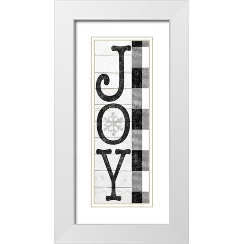 Joy Black and White Plaid White Modern Wood Framed Art Print with Double Matting by Sheena Pike Art