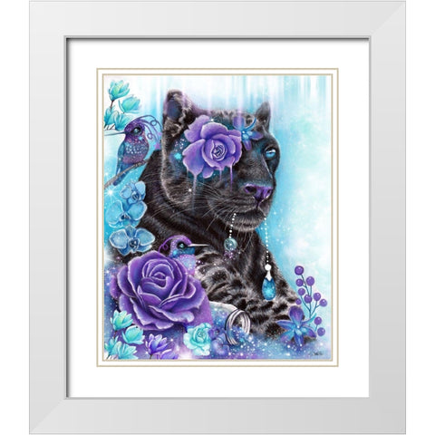 Sapphire Galaxy Jaguar White Modern Wood Framed Art Print with Double Matting by Sheena Pike Art