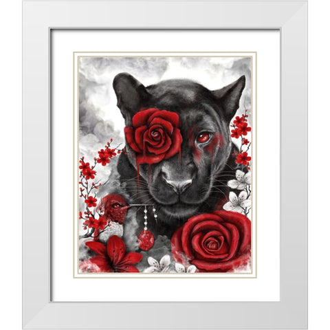 Ruby Rose Panther White Modern Wood Framed Art Print with Double Matting by Sheena Pike Art