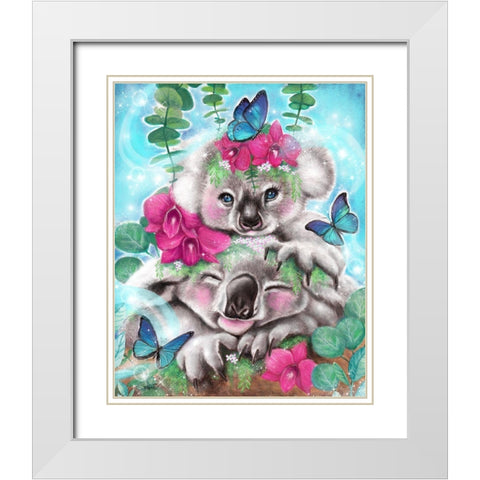 Best Buddies - Koalas White Modern Wood Framed Art Print with Double Matting by Sheena Pike Art