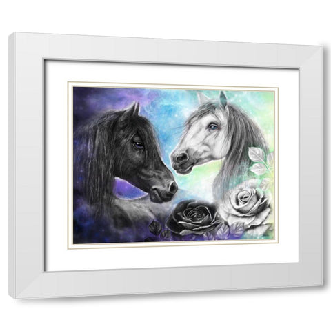 Opposites Attract - Light and Dark Horse White Modern Wood Framed Art Print with Double Matting by Sheena Pike Art