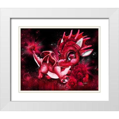 January - Garnet - Birthstone Lil Dragonz White Modern Wood Framed Art Print with Double Matting by Sheena Pike Art