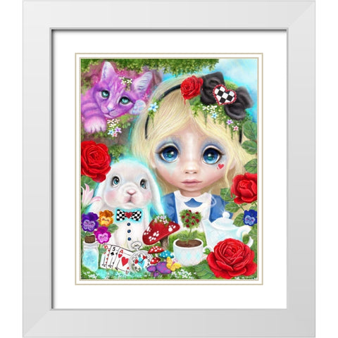A Curious Lil Girl White Modern Wood Framed Art Print with Double Matting by Sheena Pike Art