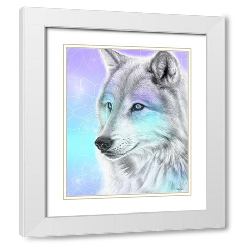 Pastel Dream Wolf White Modern Wood Framed Art Print with Double Matting by Sheena Pike Art