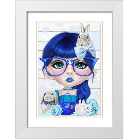 Bunny Loving Bethany White Modern Wood Framed Art Print with Double Matting by Sheena Pike Art