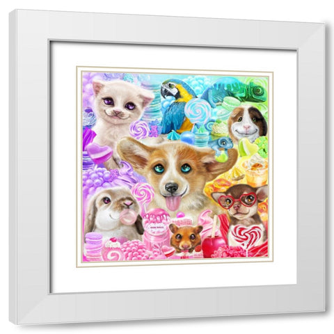Confectionery Cuties White Modern Wood Framed Art Print with Double Matting by Sheena Pike Art