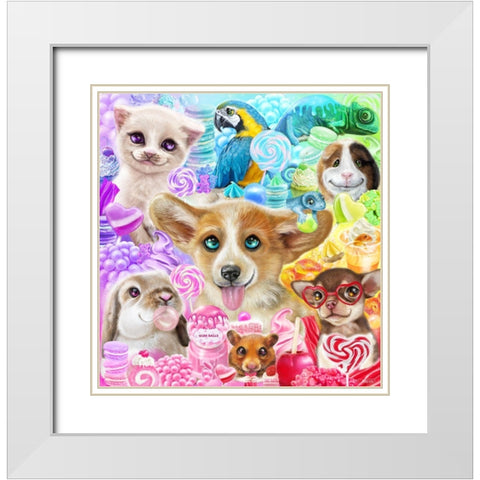 Confectionery Cuties White Modern Wood Framed Art Print with Double Matting by Sheena Pike Art