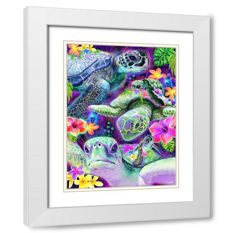 Day Dream Sea Turtles White Modern Wood Framed Art Print with Double Matting by Sheena Pike Art
