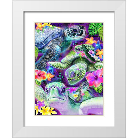 Day Dream Sea Turtles White Modern Wood Framed Art Print with Double Matting by Sheena Pike Art