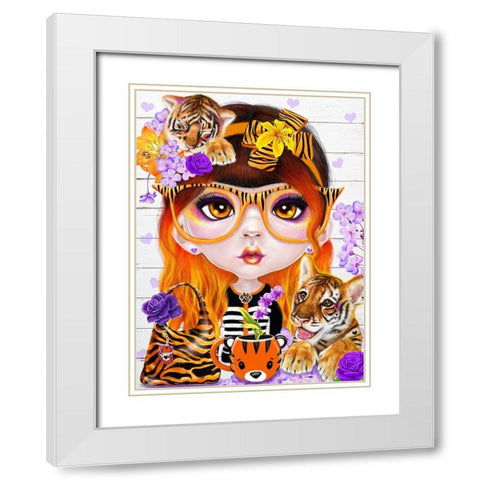 Tiger loving Tessa Munchkinz White Modern Wood Framed Art Print with Double Matting by Sheena Pike Art