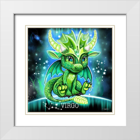 Zodiac Lil Dragonz Virgo White Modern Wood Framed Art Print with Double Matting by Sheena Pike Art