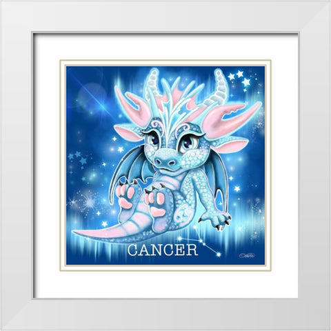 Zodiac Lil Dragonz Cancer White Modern Wood Framed Art Print with Double Matting by Sheena Pike Art