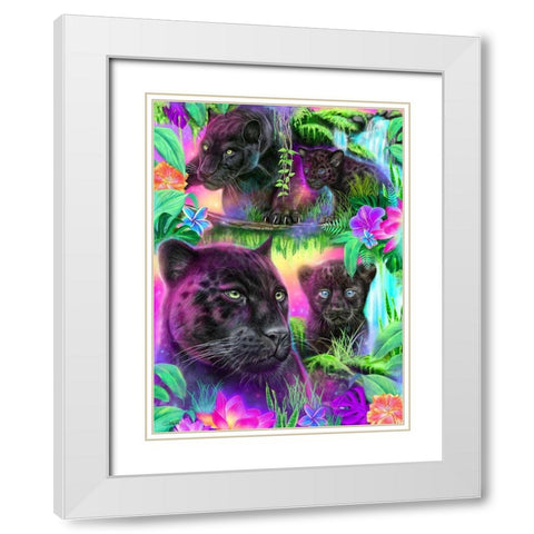 Daydream Panthers White Modern Wood Framed Art Print with Double Matting by Sheena Pike Art