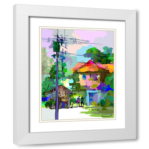 Country House White Modern Wood Framed Art Print with Double Matting by Pansanit, Surapol